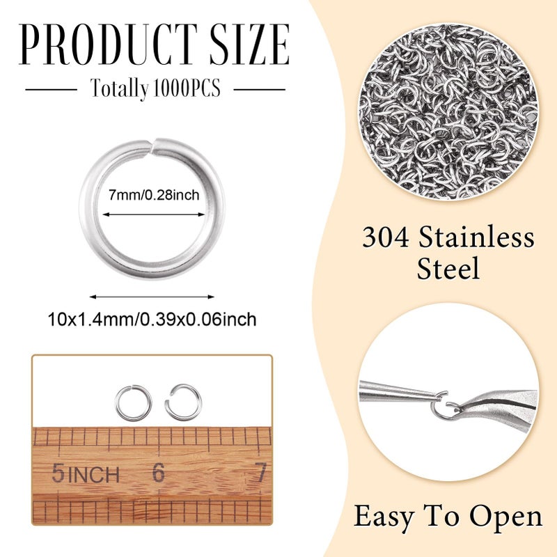 Craftdady 1000Pcs Stainless Steel Open Jump Rings 10mm Round 1.4mm Thick Connector Rings for Jewelry Making - Image 2